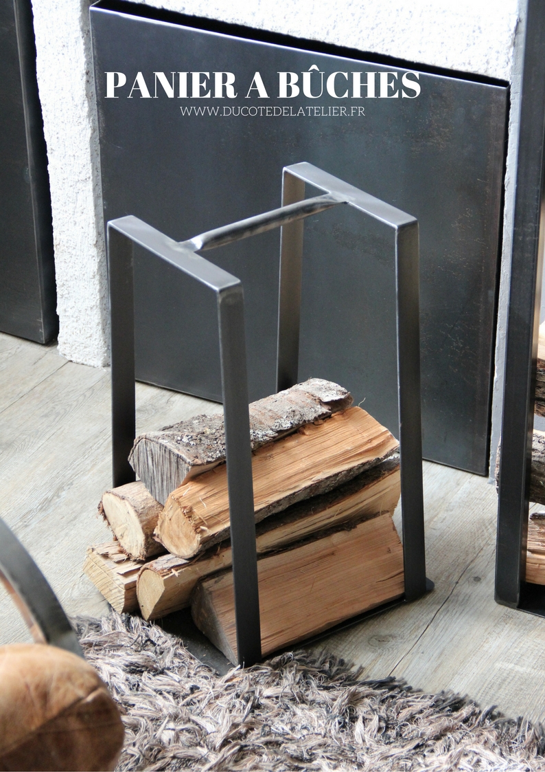 Panier en métal pour bûches de bois - Du côté de l'atelier